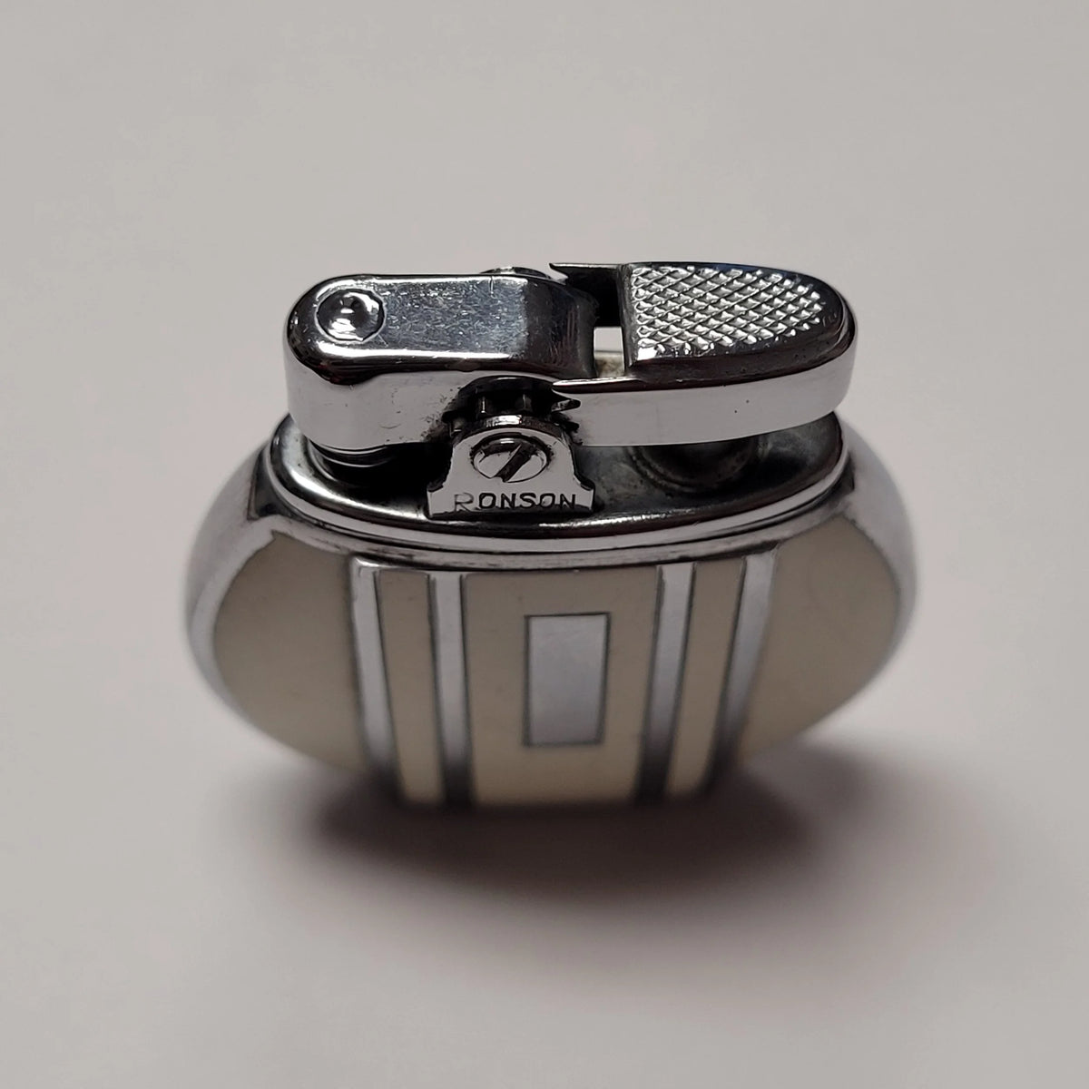 1930s Ronson Viceroy White Enamel Petrol Lighter