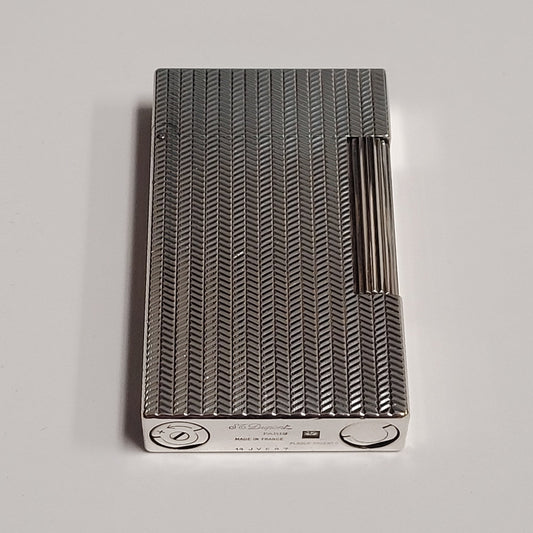 S.T. Dupont Ligne 2 Silver Plated Chevron Lighter