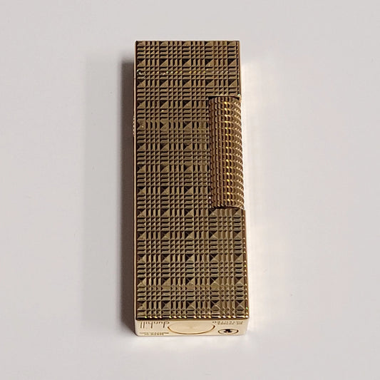 Alfred Dunhill Rollagas Gold Plated & Square Tartan Lighter