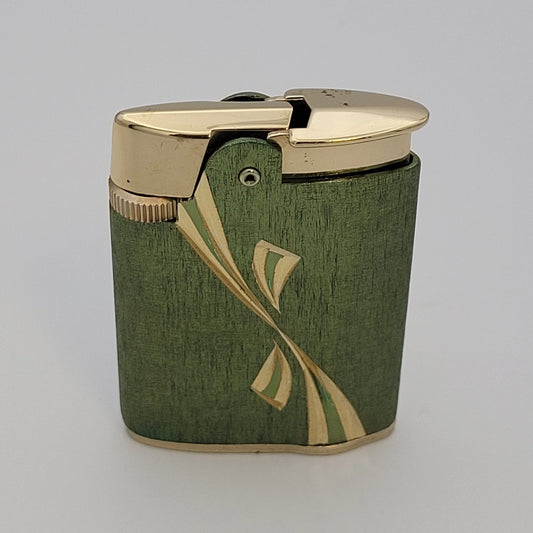 Ronson Varaflame Princess Green & Gold Lighter