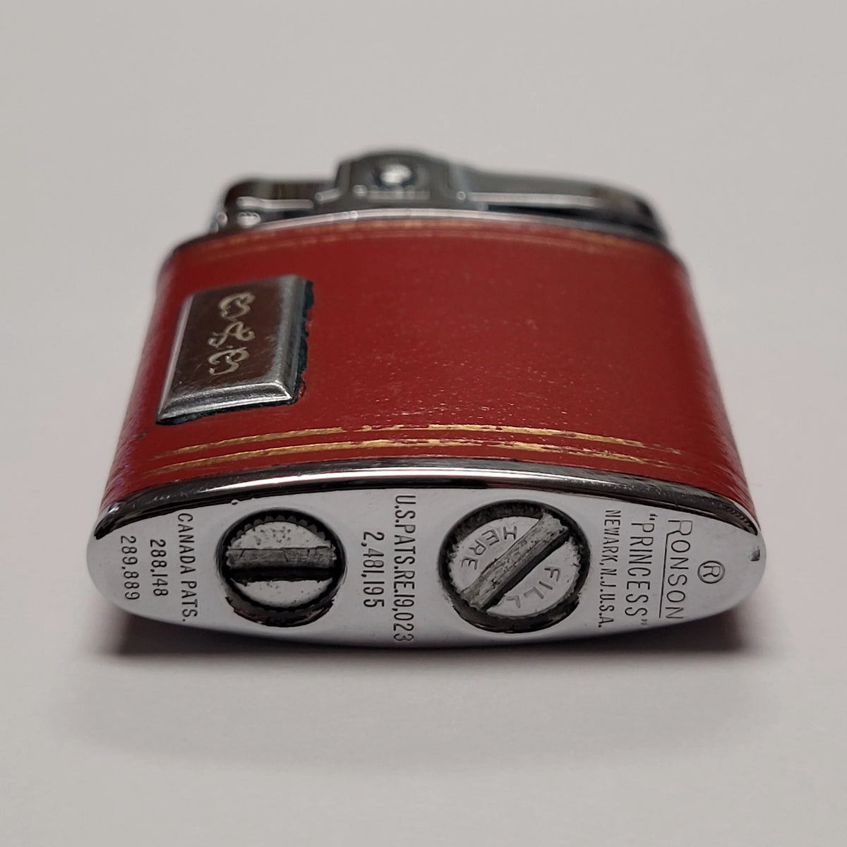 1930s Ronson Princess Red Leather Lighter