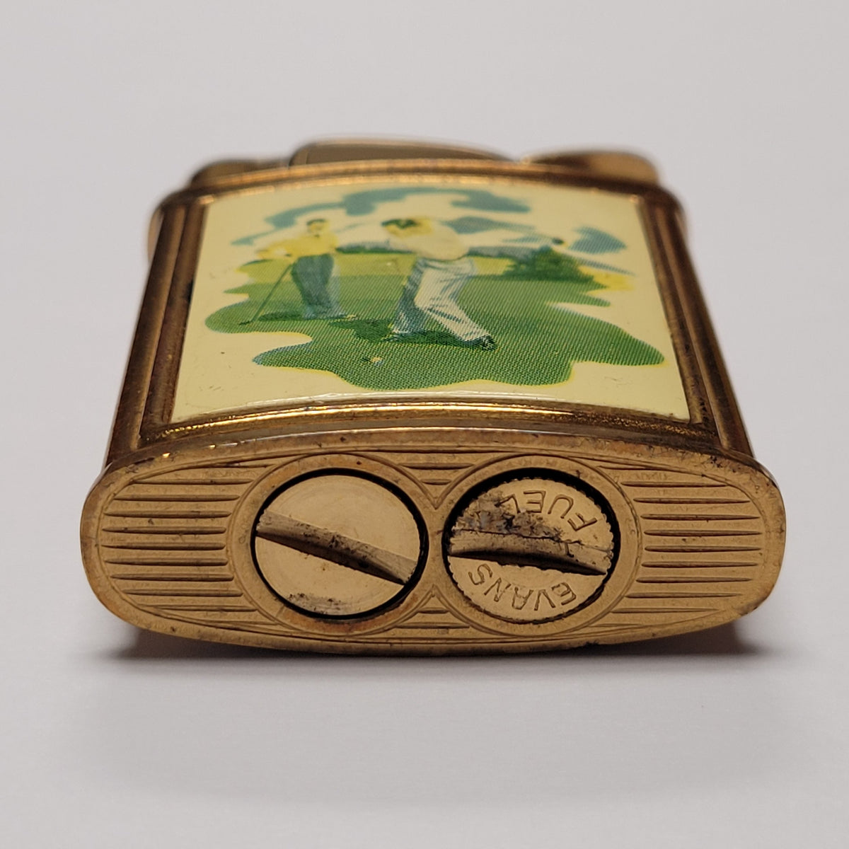 1950s Evans Banner Golfer Scene Pocket Lighter