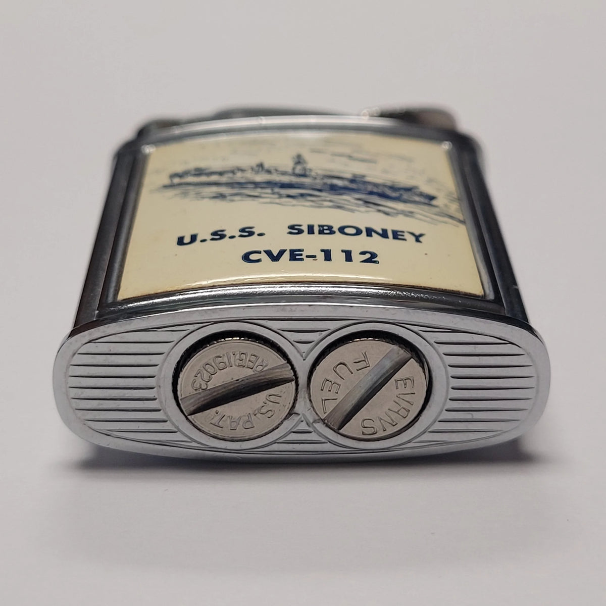 1950s Evans Banner U.S.S. Siboney Military Pocket Lighter