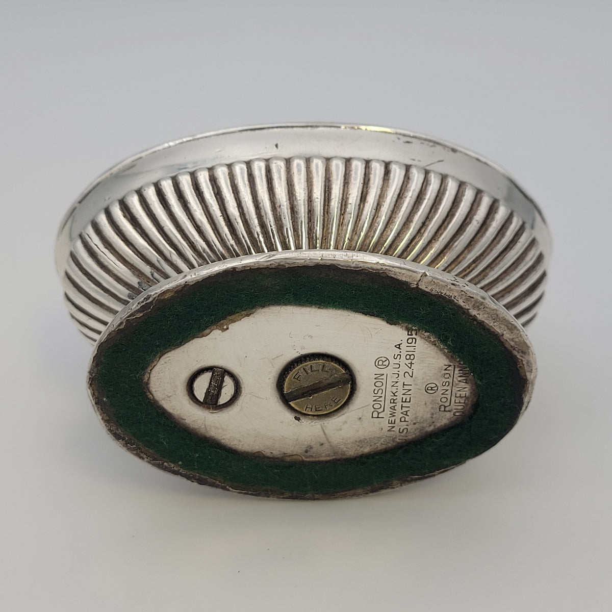 1930s Ronson Queen Anne Silver Plated Petrol Table Lighter