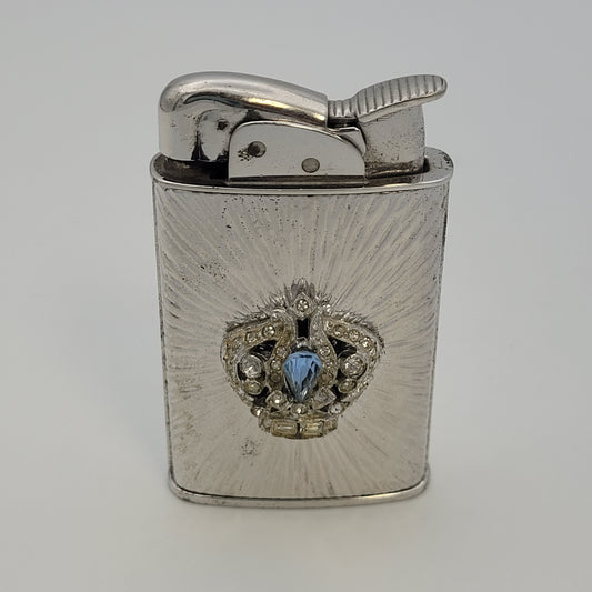 1950s Evans Supreme Starburst Jeweled Crown Pocket Lighter