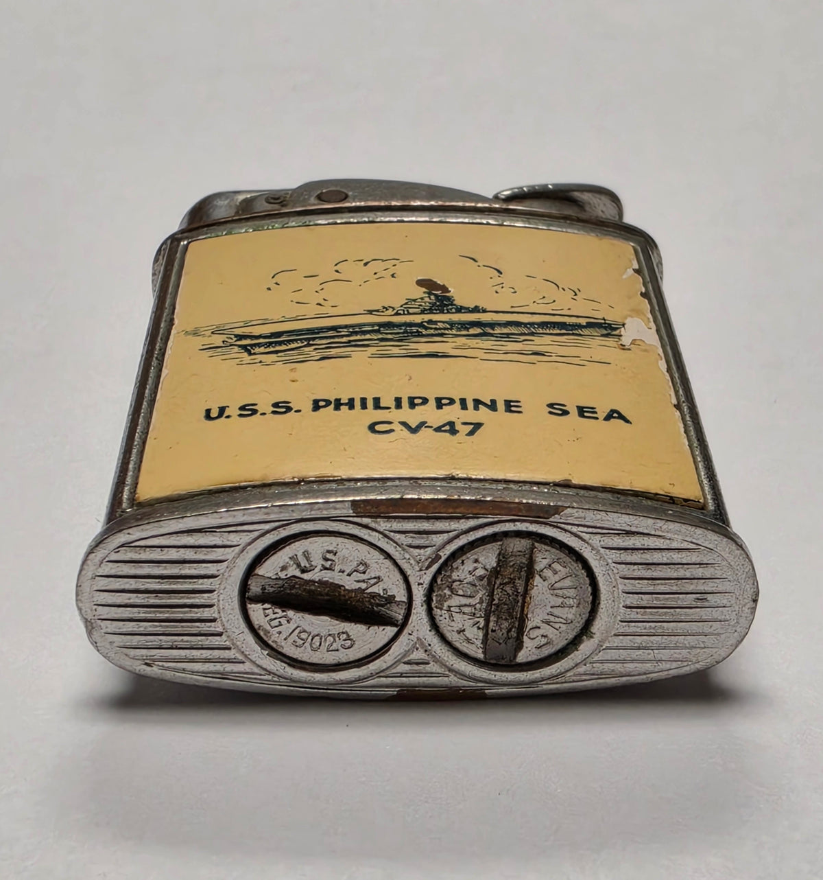 1950s Evans Banner U.S.S. Philippine Sea Military Pocket Lighter
