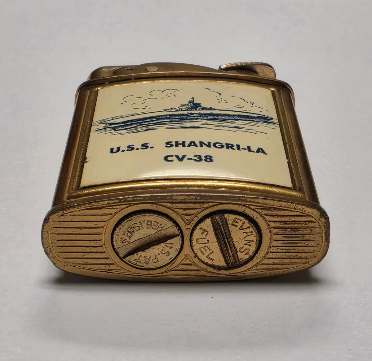 1950s Evans Banner U.S.S. Shangri-La Military Pocket Lighter