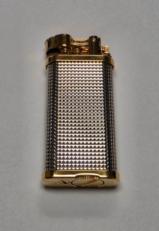 Alfred Dunhill Unique Gold & Silver Hobnail Lift Arm Lighter