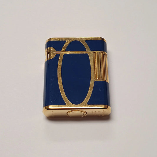 S.T. Dupont Soubreny Gold Plated & Blue Lacquer Lighter