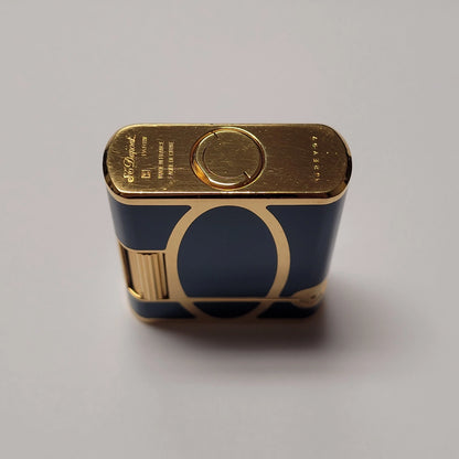 S.T. Dupont Soubreny Gold Plated & Blue Lacquer Lighter
