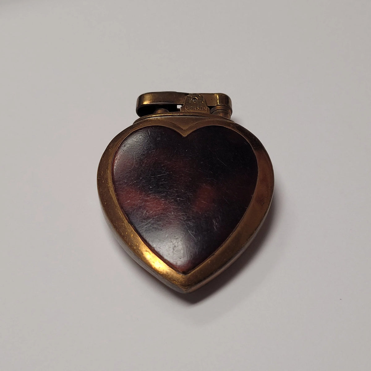 1930s Ronson Heart Blue & Tortoise Enamel Petrol Lighter