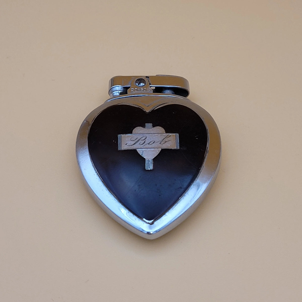 1930s Ronson Heart Tortoise Enamel "Bob" Petrol Lighter
