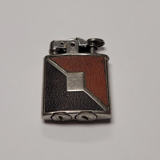 1930s Ronson Princess De-Light Frat Tan & Brown Leather Lighter