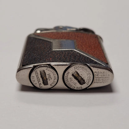 1930s Ronson Princess De-Light Frat Tan & Brown Leather Lighter