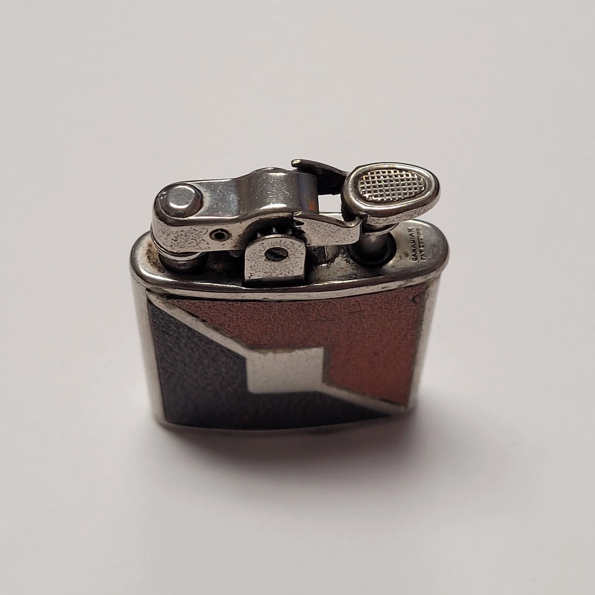 1930s Ronson Princess De-Light Frat Tan & Brown Leather Lighter