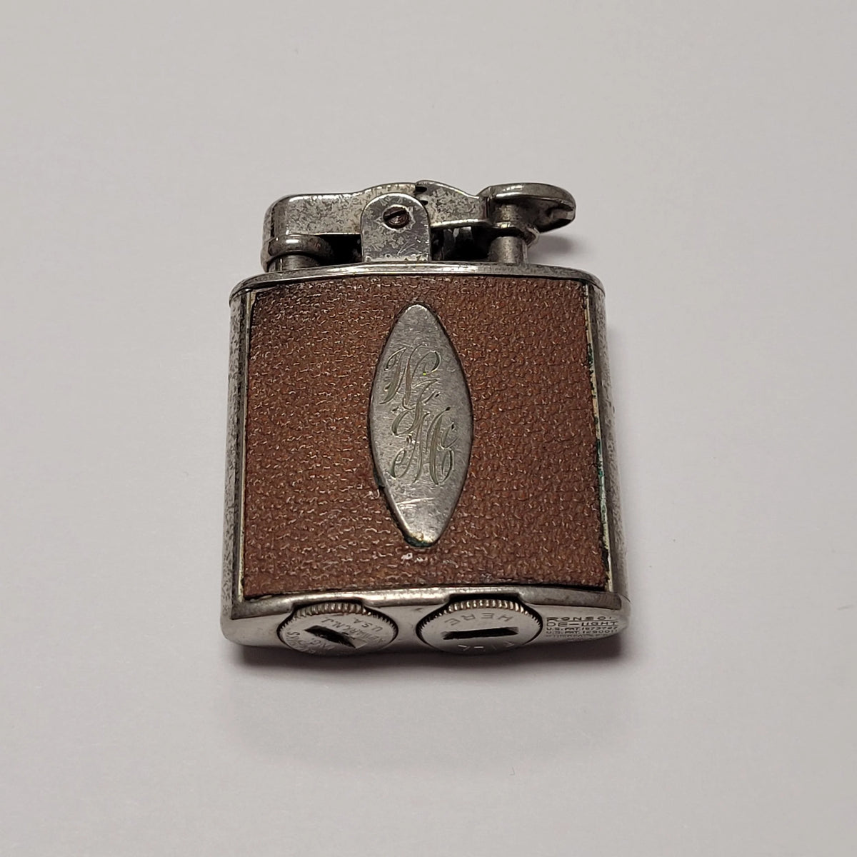 1930s Ronson Princess De-Light Brown Leather Wrap Lighter