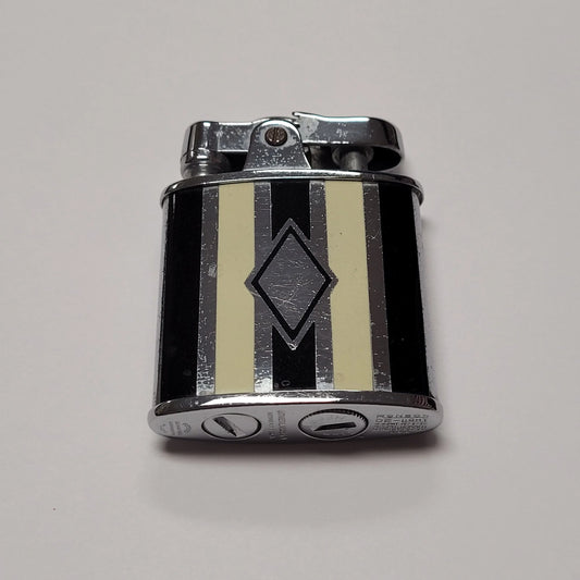 1930s Ronson De-Light Art Deco Black & White Enamel Lighter