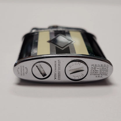 1930s Ronson De-Light Art Deco Black & White Enamel Lighter