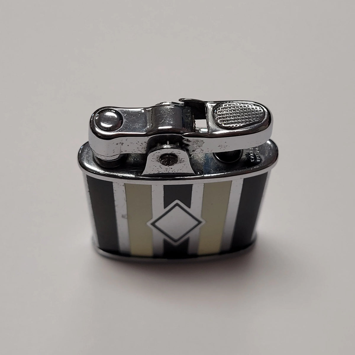 1930s Ronson De-Light Art Deco Black & White Enamel Lighter