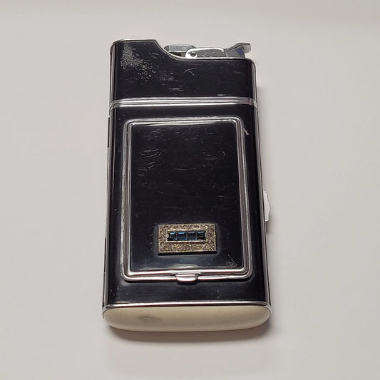 1940s Evans Black Enamel Case-Lighter with Compact