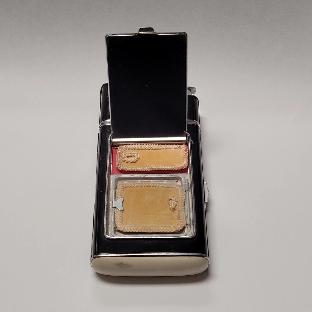 1940s Evans Black Enamel Case-Lighter with Compact