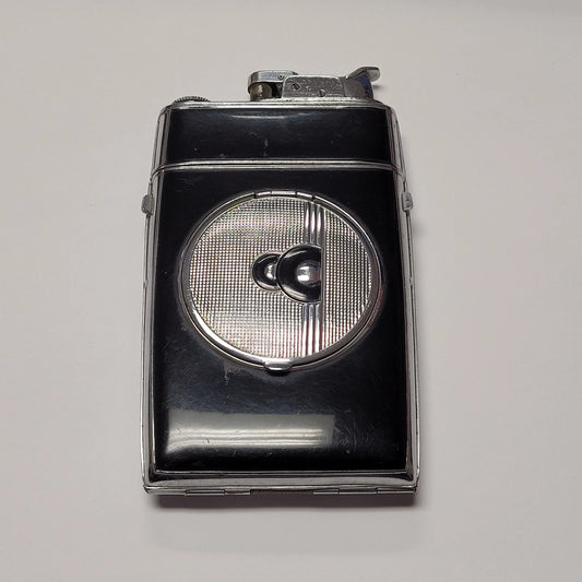 1940s Evans Black Enamel Case-Lighter with Compact