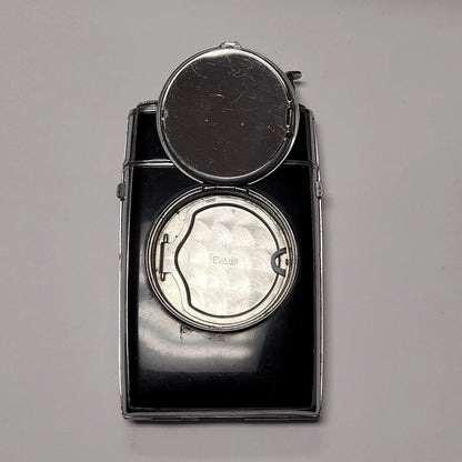 1940s Evans Black Enamel Case-Lighter with Compact