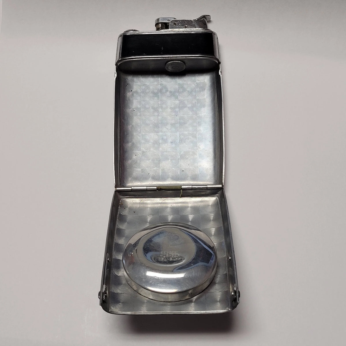 1940s Evans Black Enamel Case-Lighter with Compact