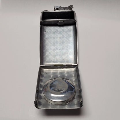 1940s Evans Black Enamel Case-Lighter with Compact
