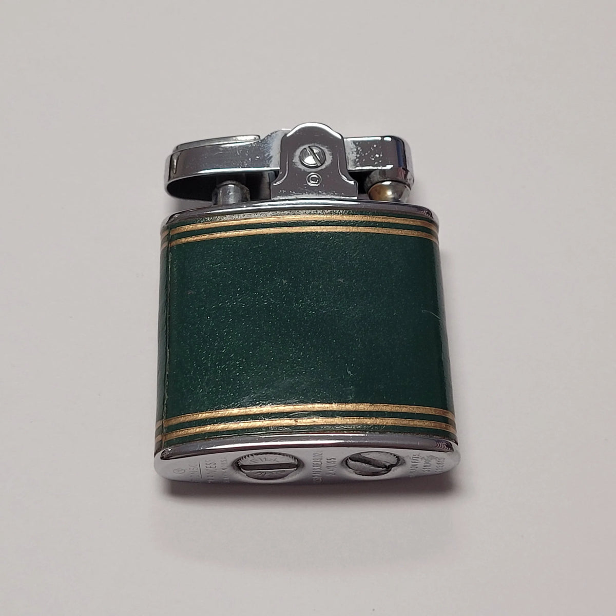 1930s Ronson Princess Green & Gold Leather Lighter