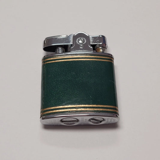 1930s Ronson Princess Green & Gold Leather Lighter
