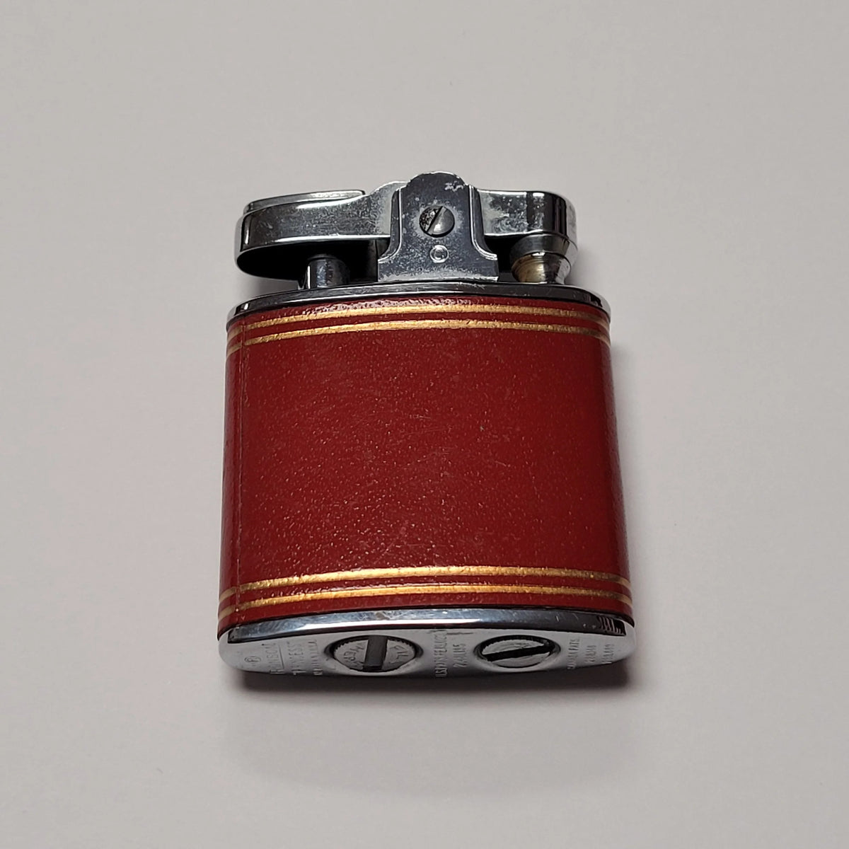 1930s Ronson Princess Red & Gold Leather Lighter