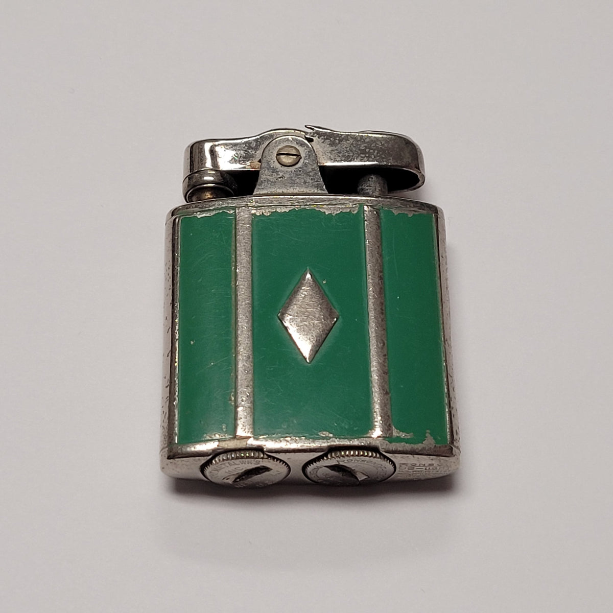 1930s Ronson De-Light Princess Green Enamel Lighter