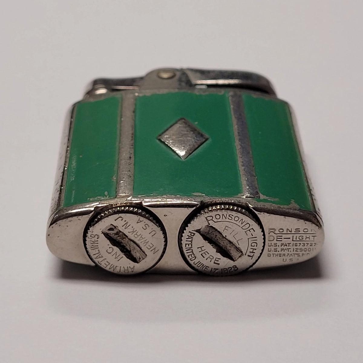 1930s Ronson De-Light Princess Green Enamel Lighter