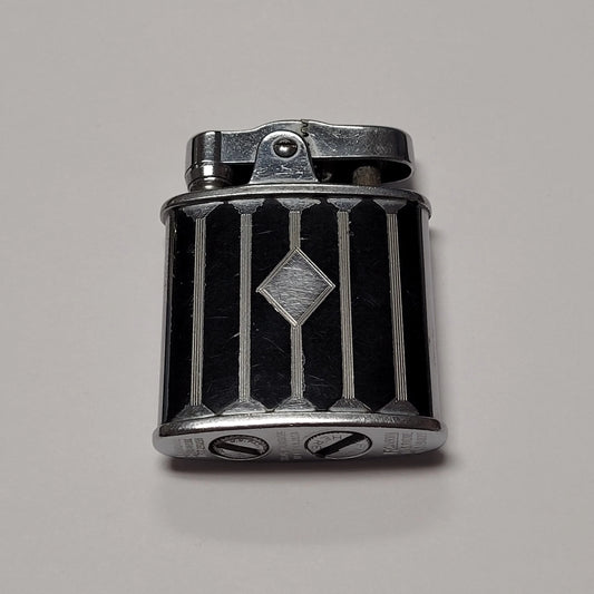 1930s Ronson Princess Black Enamel Columns Lighter