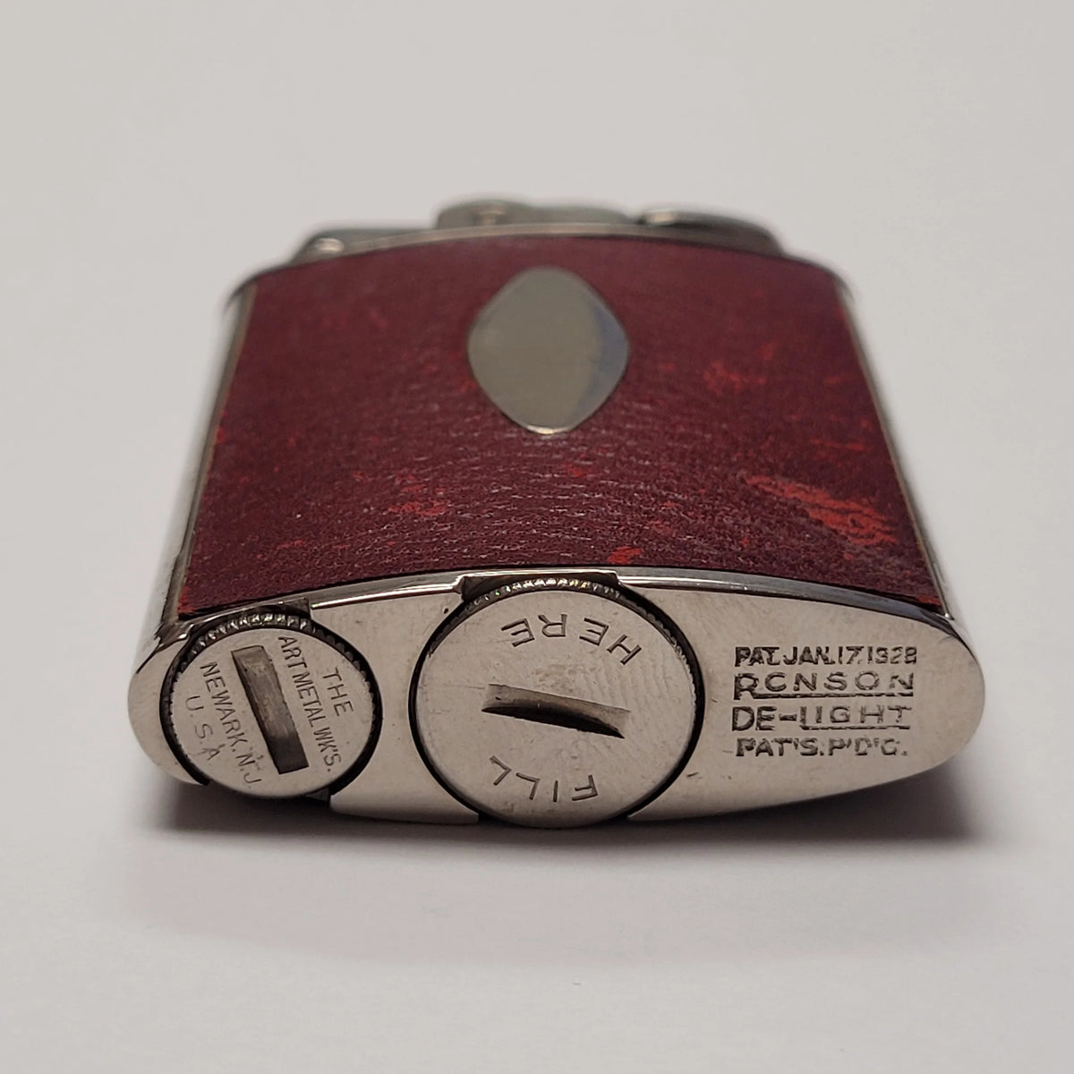 1920s Ronson De-Light Red Leather Wrap Lighter