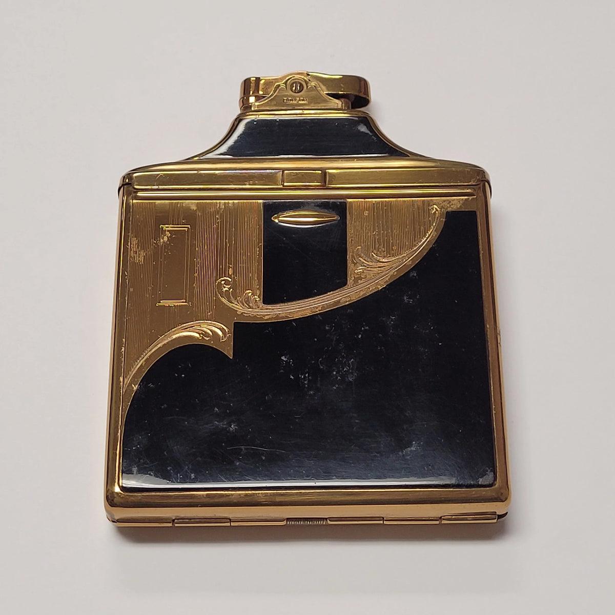 1930s Ronson Double Decker Black Enamel Case Lighter