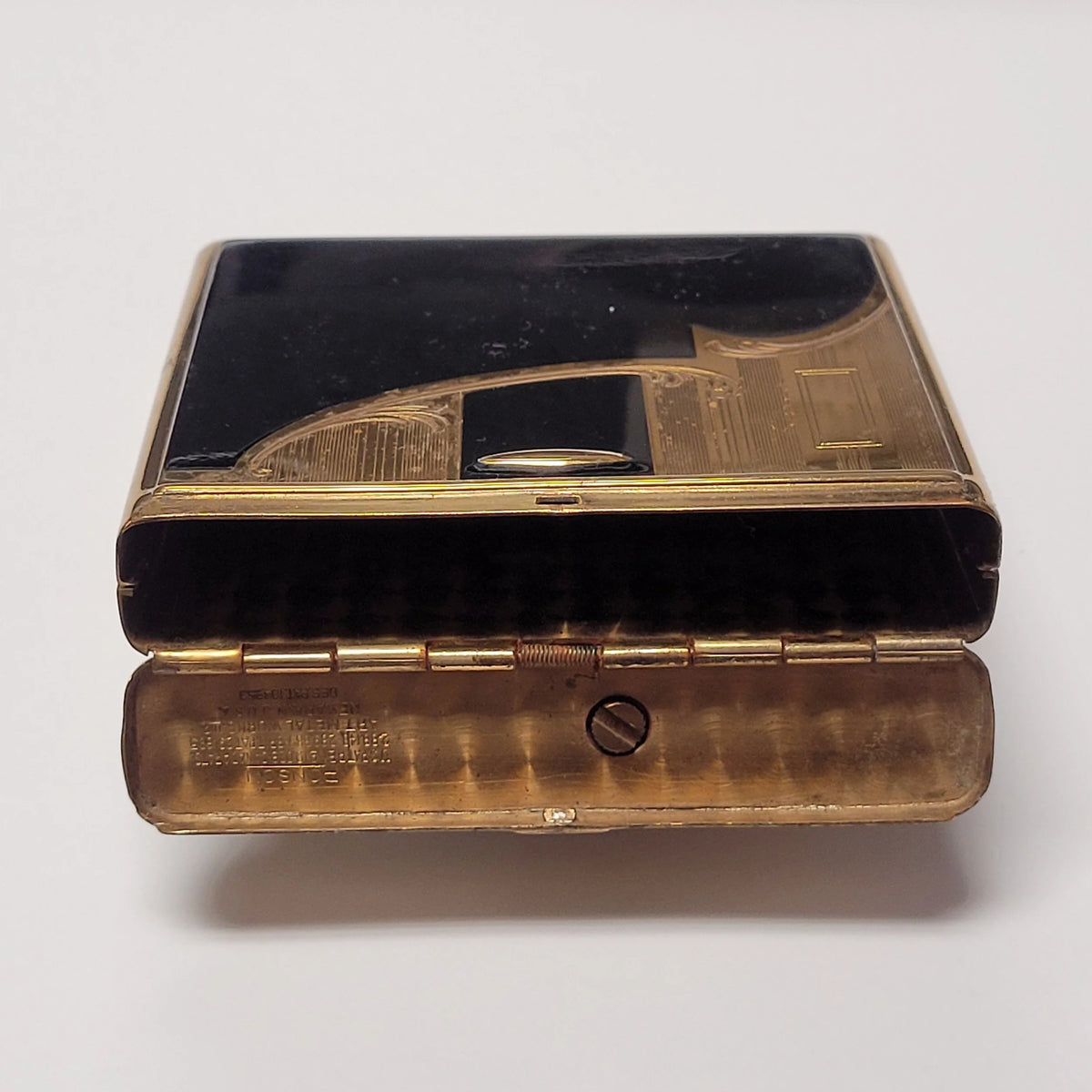 1930s Ronson Double Decker Black Enamel Case Lighter