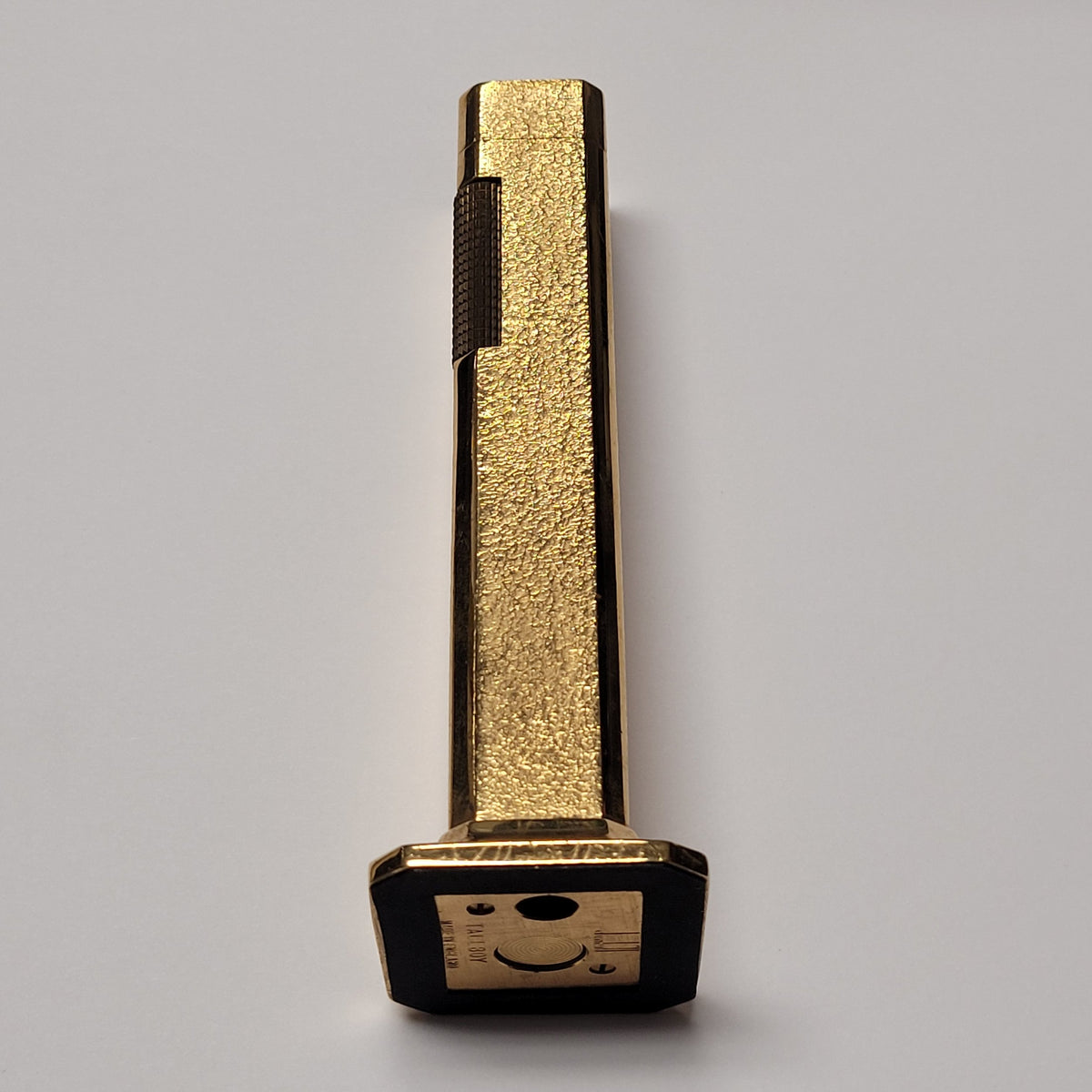 Alfred Dunhill Tallboy Gold Plated Fine Bark Table Lighter
