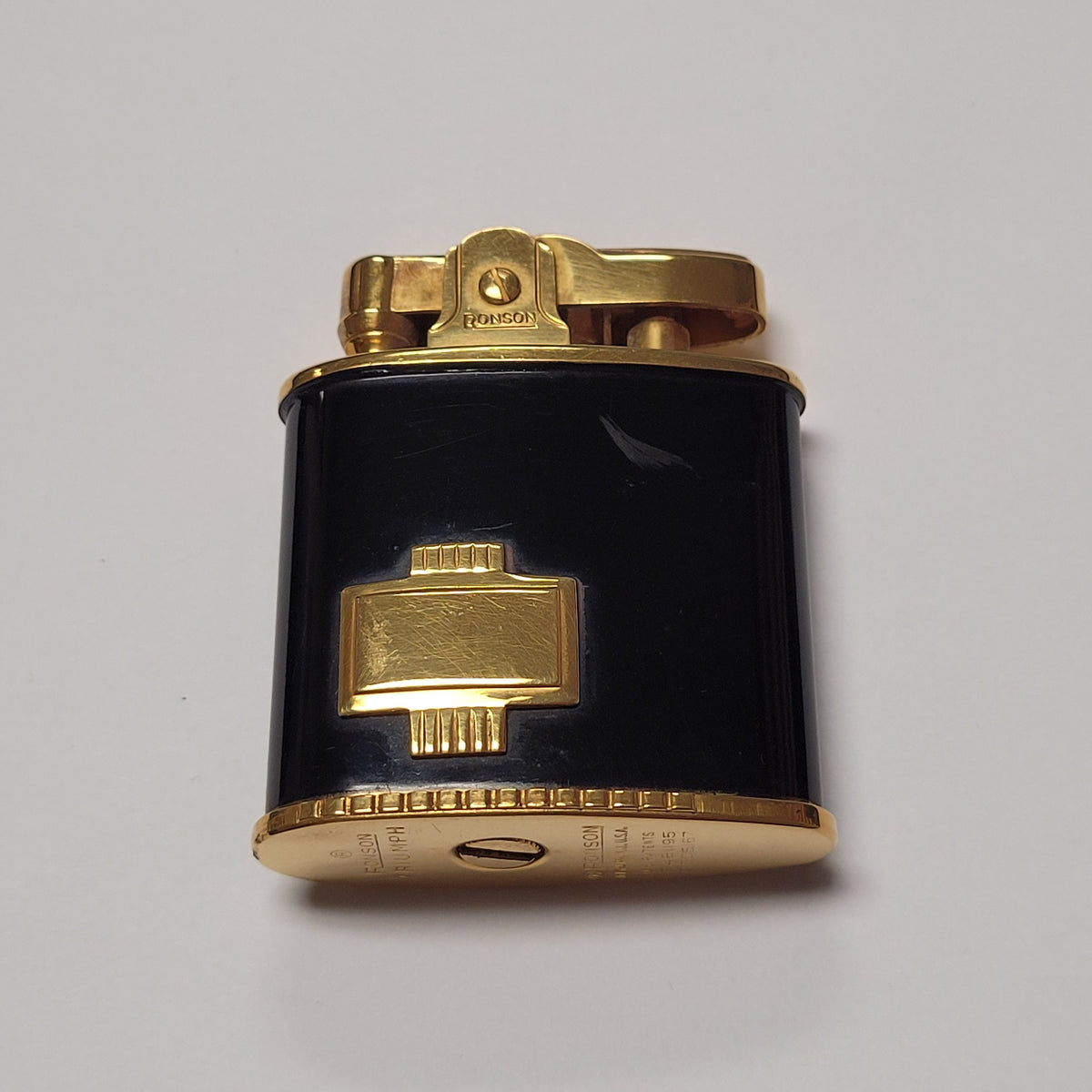 1950s Ronson Triumph Gold Plate & Black Enamel Lighter