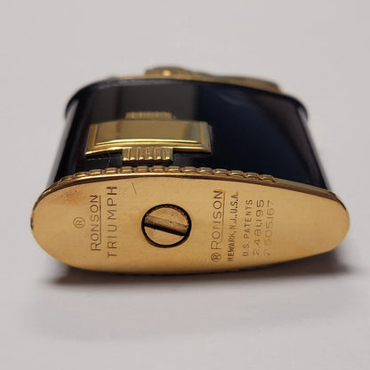 1950s Ronson Triumph Gold Plate & Black Enamel Lighter