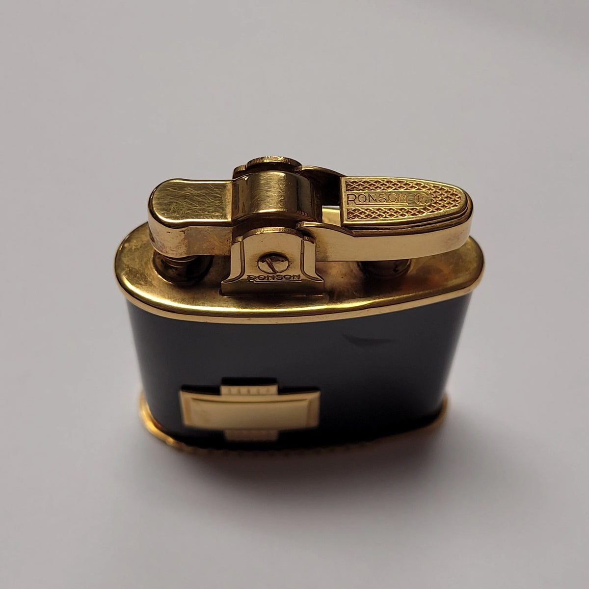 1950s Ronson Triumph Gold Plate & Black Enamel Lighter