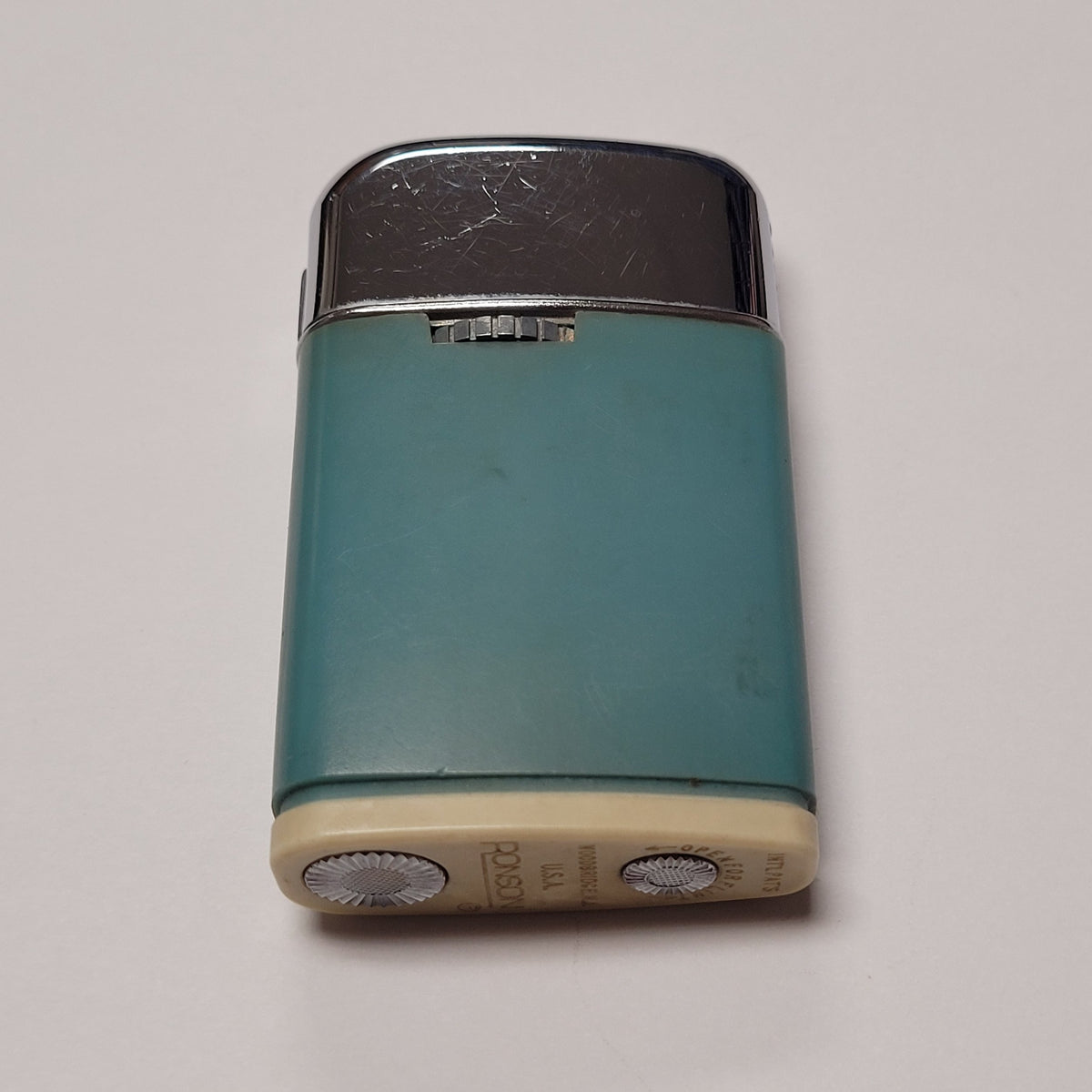 Ronson Varaflame Windlite Blue & Chrome Lighter