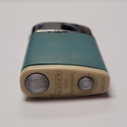 Ronson Varaflame Windlite Blue & Chrome Lighter