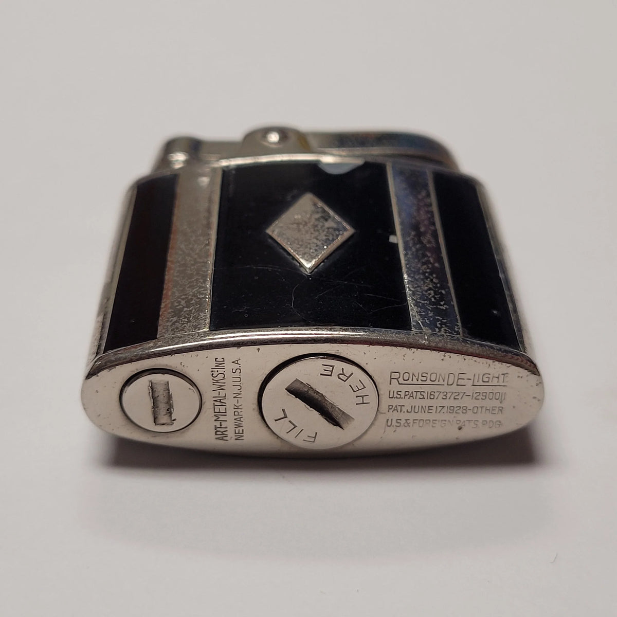 1930s Ronson Princess Black Enamel Petrol Lighter