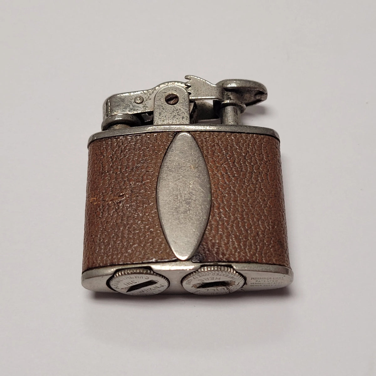 1930s Ronson De-Light Brown Leather Wrap Lighter