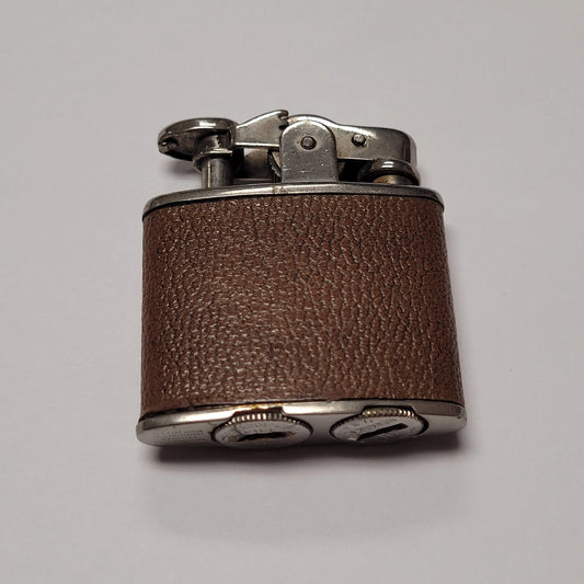1930s Ronson De-Light Brown Leather Wrap Lighter