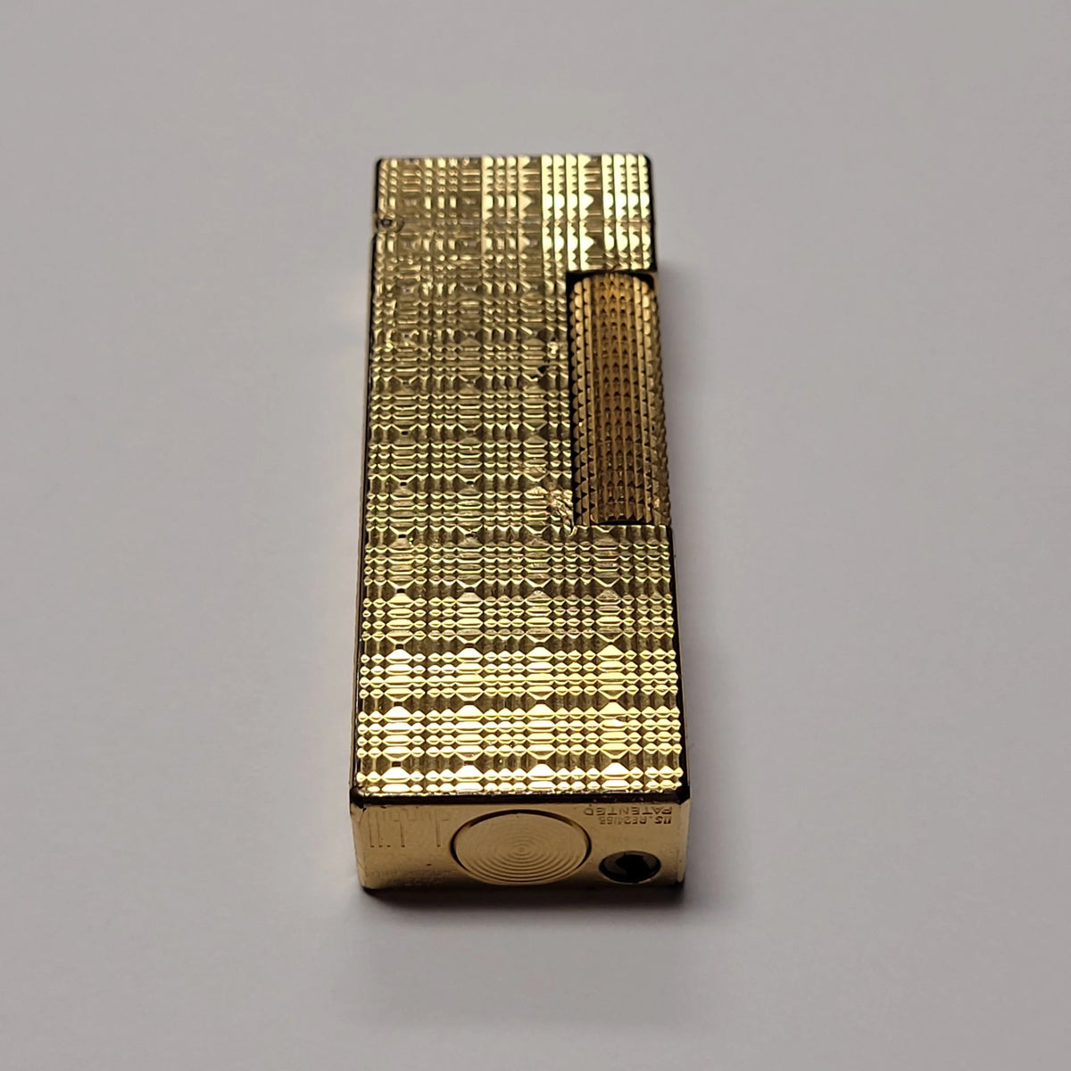 Alfred Dunhill Rollagas Gold Plated Square Tartan Lighter