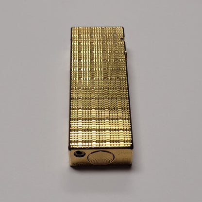 Alfred Dunhill Rollagas Gold Plated Square Tartan Lighter