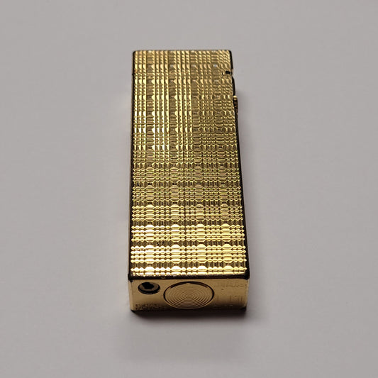 Alfred Dunhill Rollagas Gold Plated Square Tartan Lighter